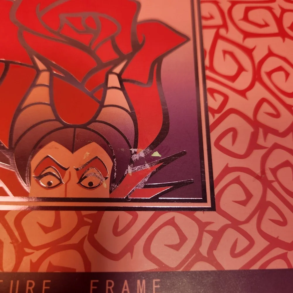 Disney Parks Maleficent 4x6 Ceramic Picture Frame Rhinestone Rose Pink Boxed